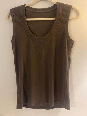 WoolX Sloane Women’s Large Brown Ribbed Merino Wool Tank Top